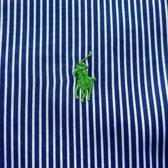 EUC Ralph Lauren Mens Blue White Striped Button Down Shirt Classic Fit Pony XL - Picture 2 of 9